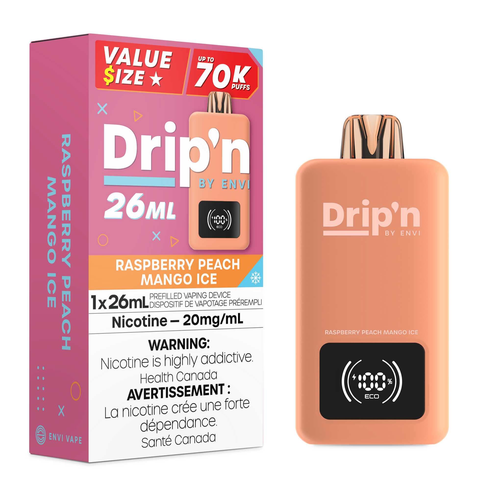 Drip'n 26mL - Raspberry Peach Mango Ice