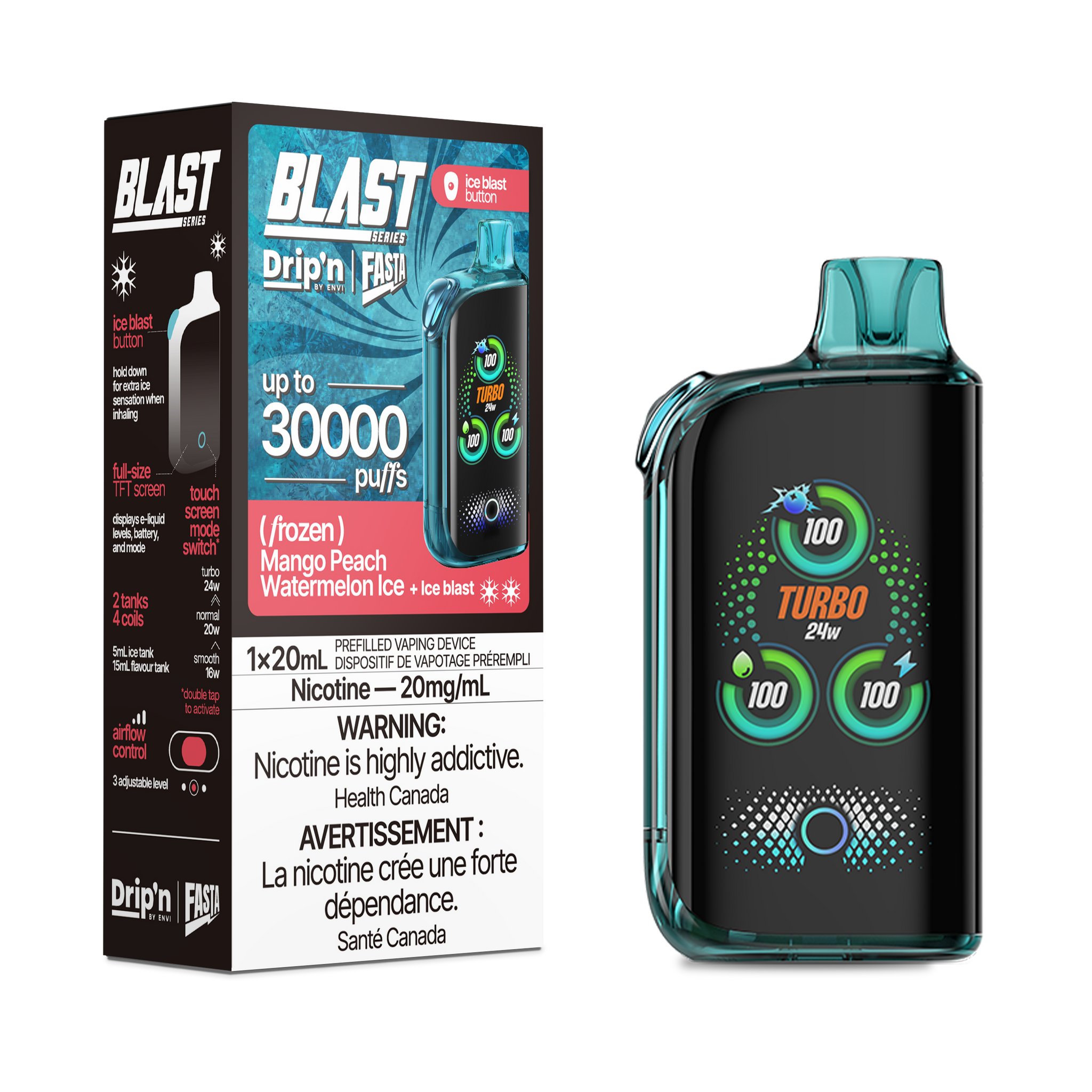 Drip'n Fasta Blast 30K - Mango Peach Watermelon Ice (BC & SK ONLY)