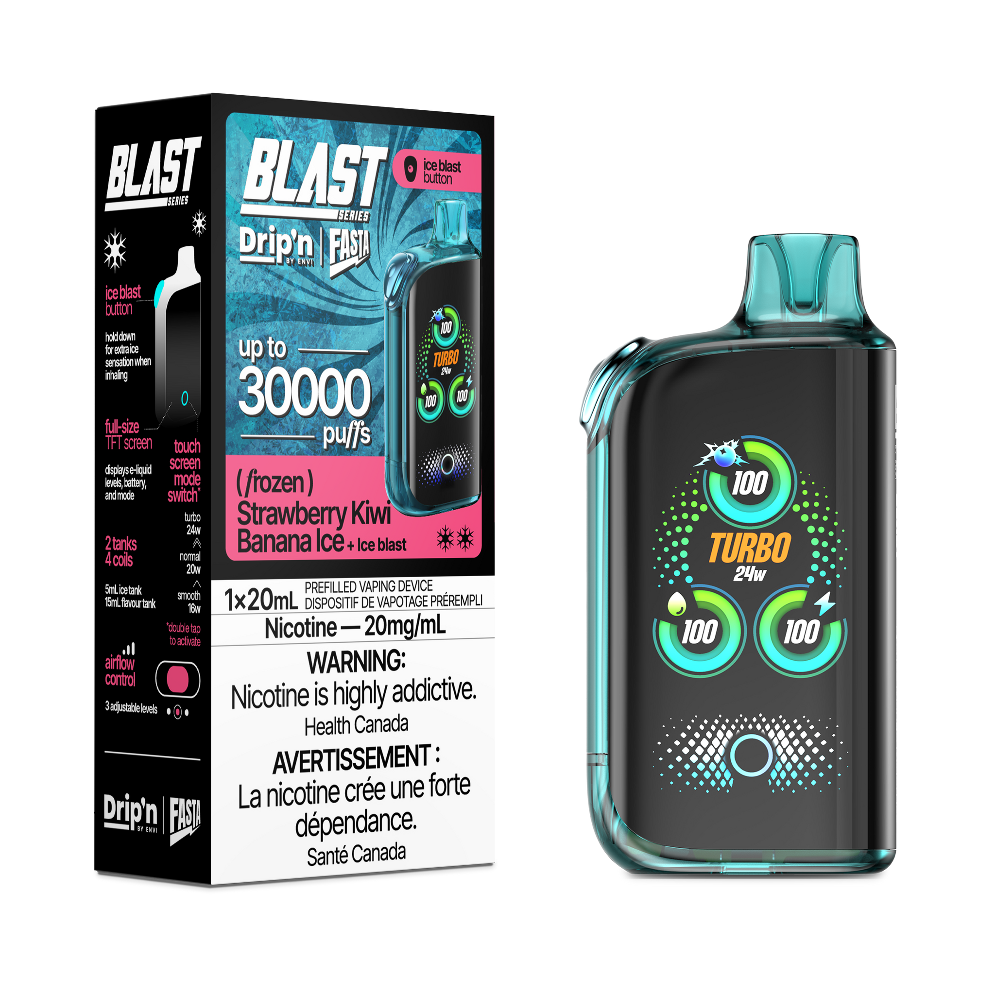 Drip'n Fasta Blast 30K - Strawberry Kiwi Banana Ice