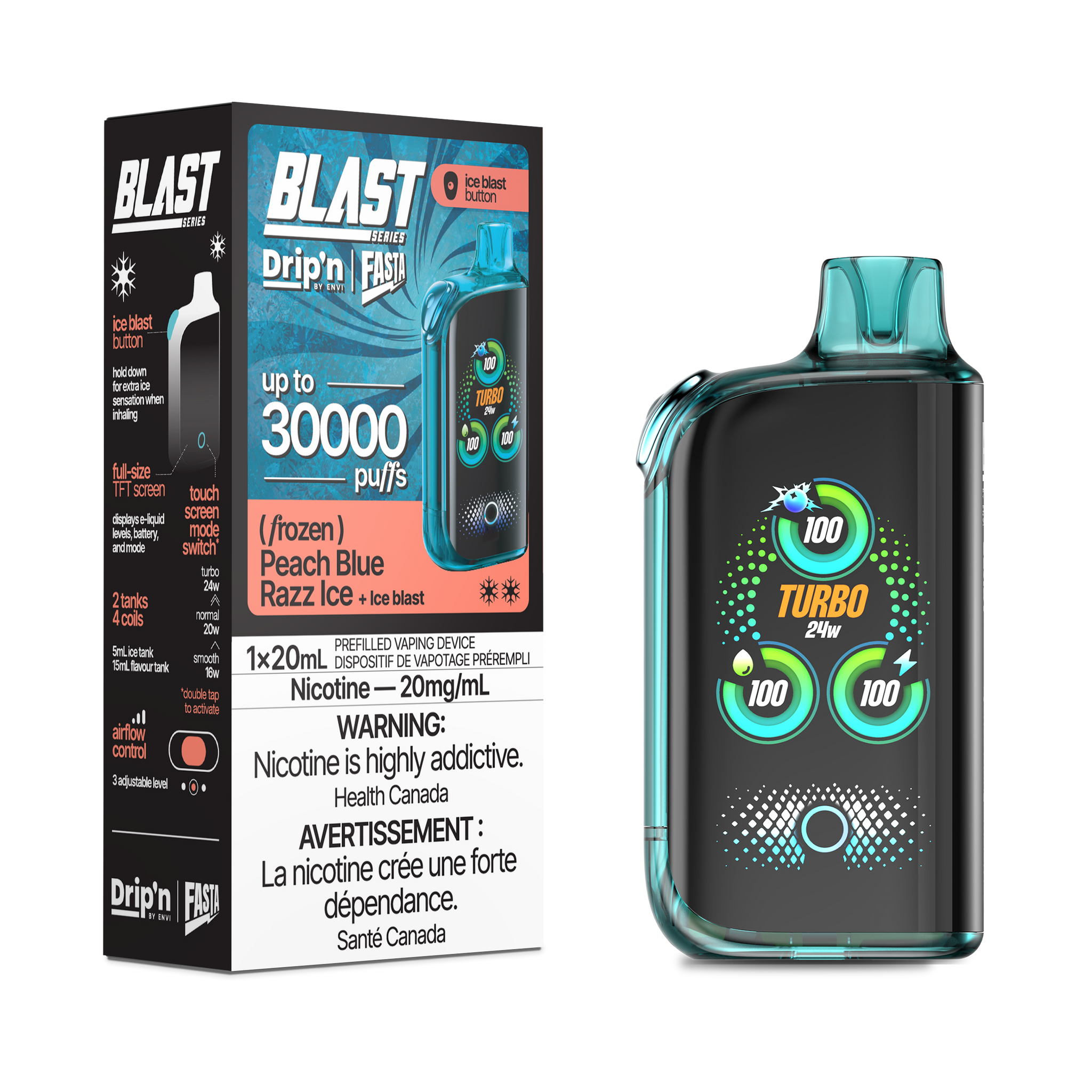 Drip'n Fasta Blasta 30K - Peach Blue Razz Ice