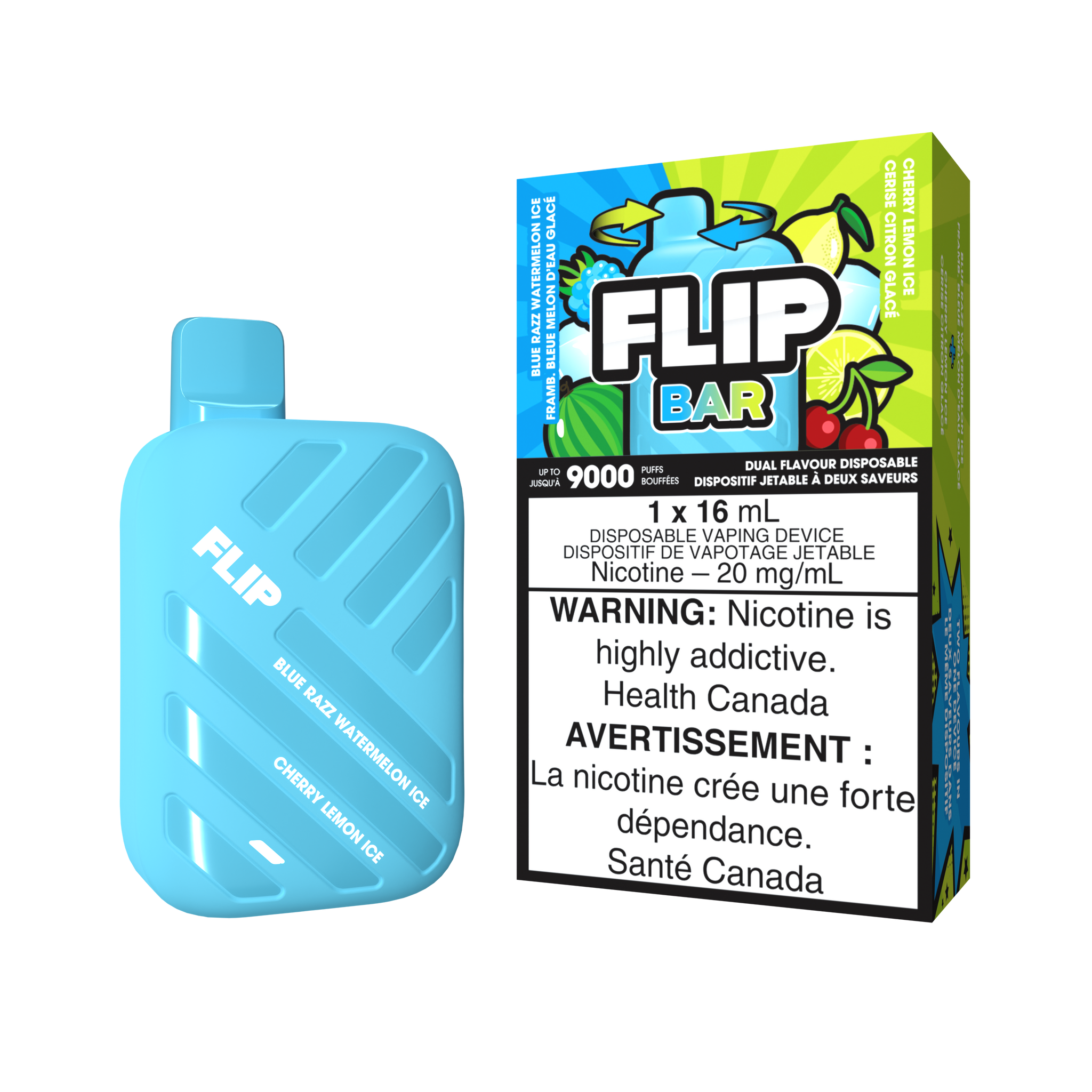 FLIP BAR - BLUE RAZZ WATERMELON ICE AND CHERRY LEMON ICE