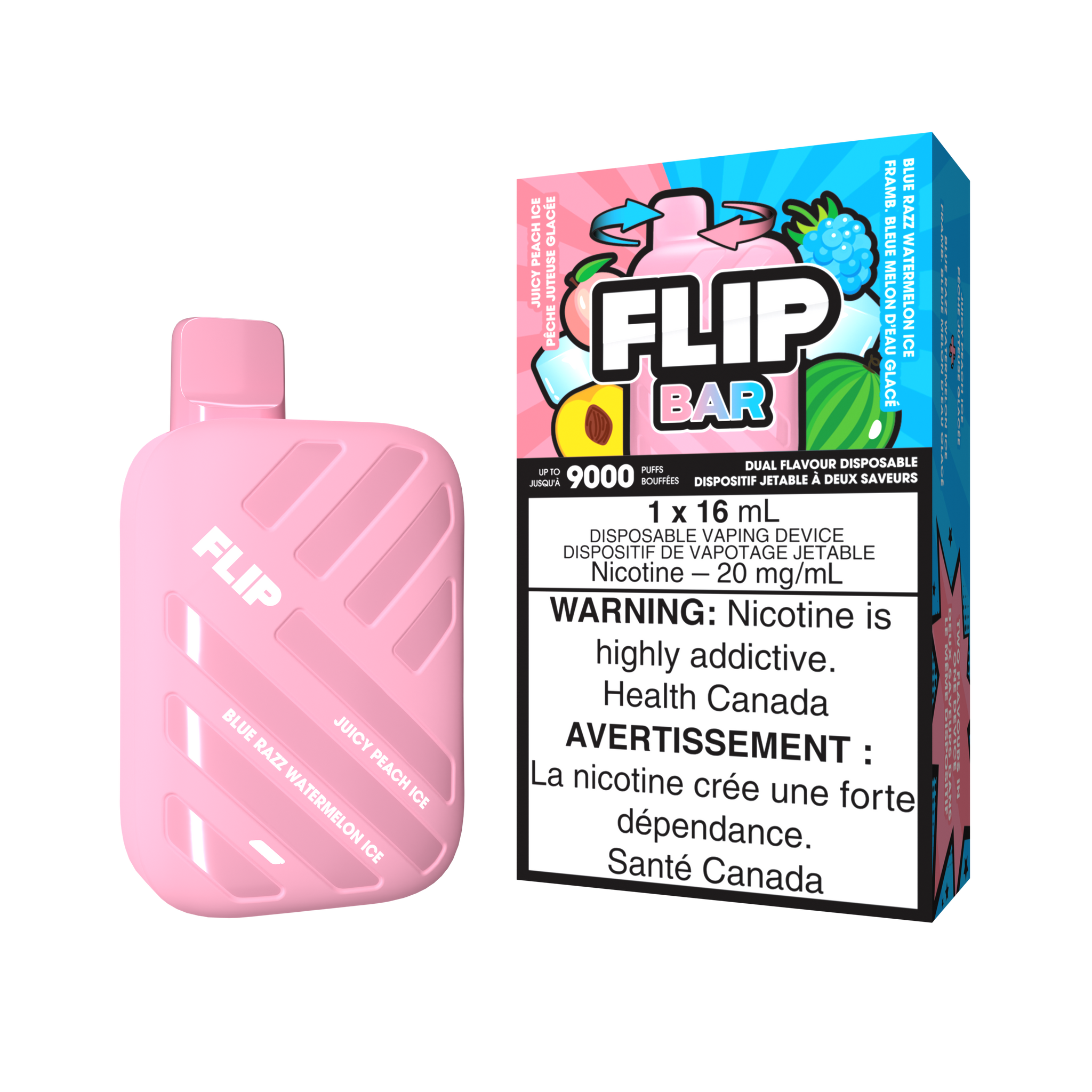 FLIP BAR - JUICY PEACH ICE AND BLUE RAZZ WATERMELON ICE