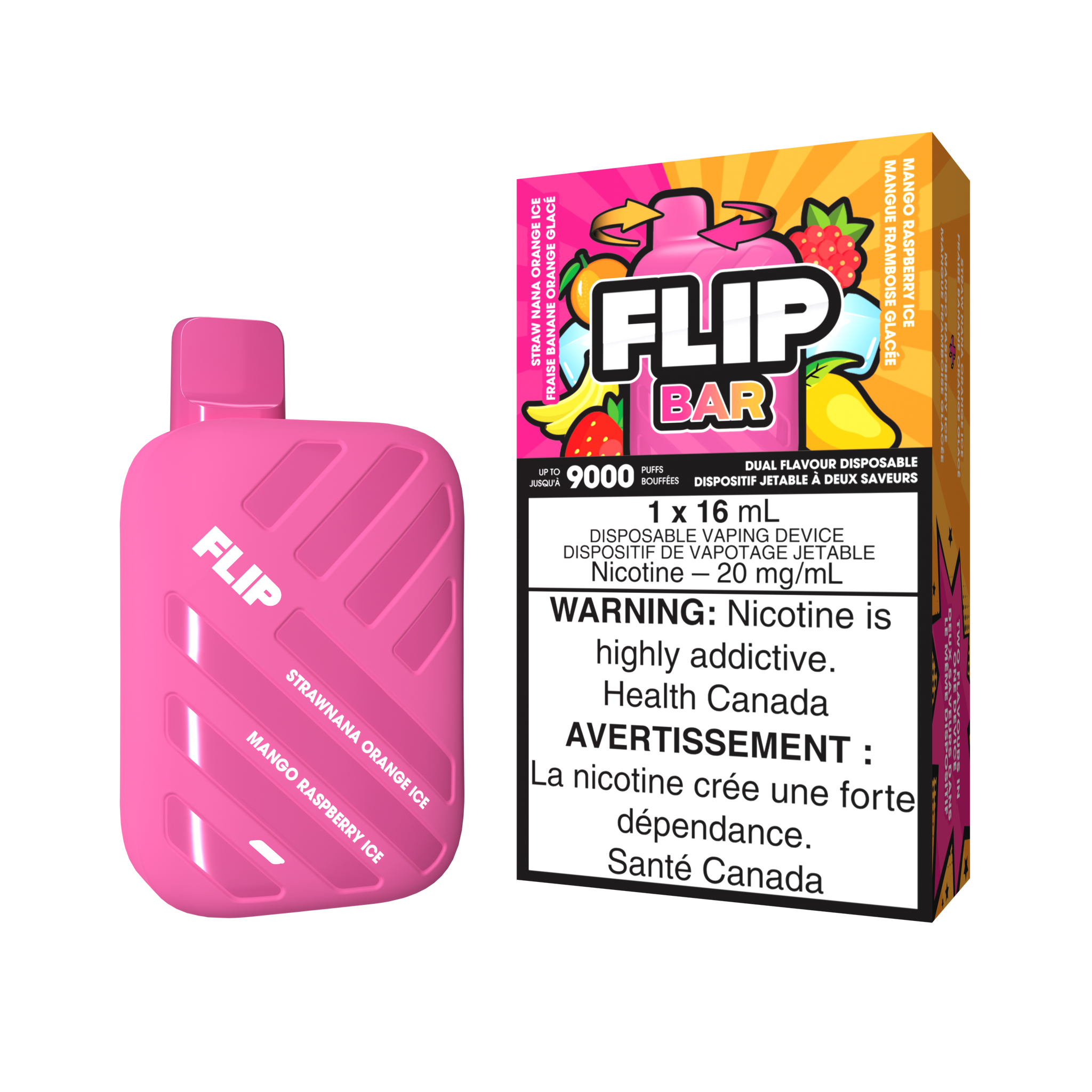 FLIP BAR - STRAW NANA ORANGE ICE AND MANGO RASPBERRY ICE