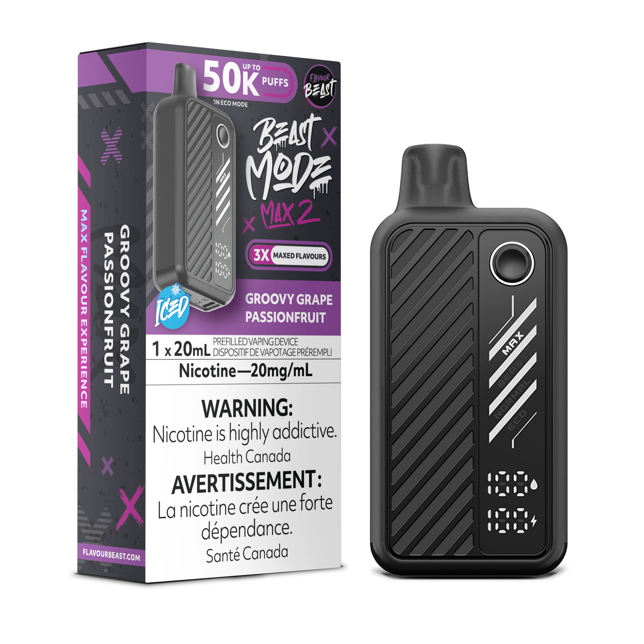 Flavour Beast BEAST MODE MAX 2 - Groovy Grape Passionfruit Iced