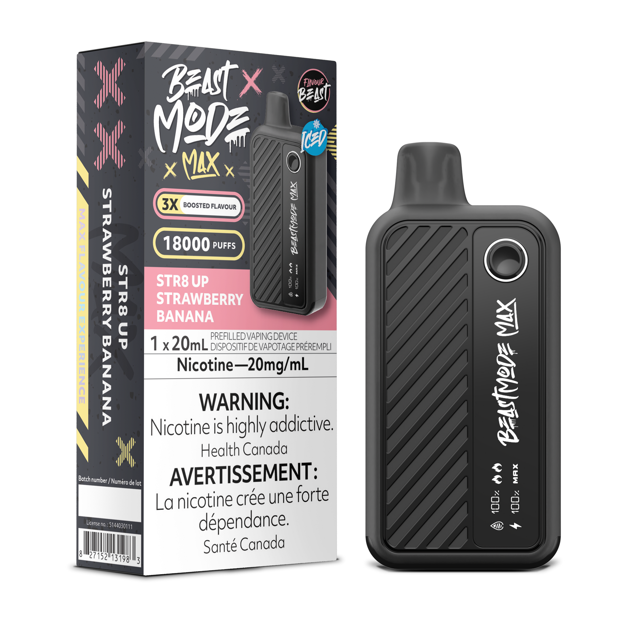 Flavour Beast BEAST MODE MAX - STR8 Up Strawberry Banana Iced