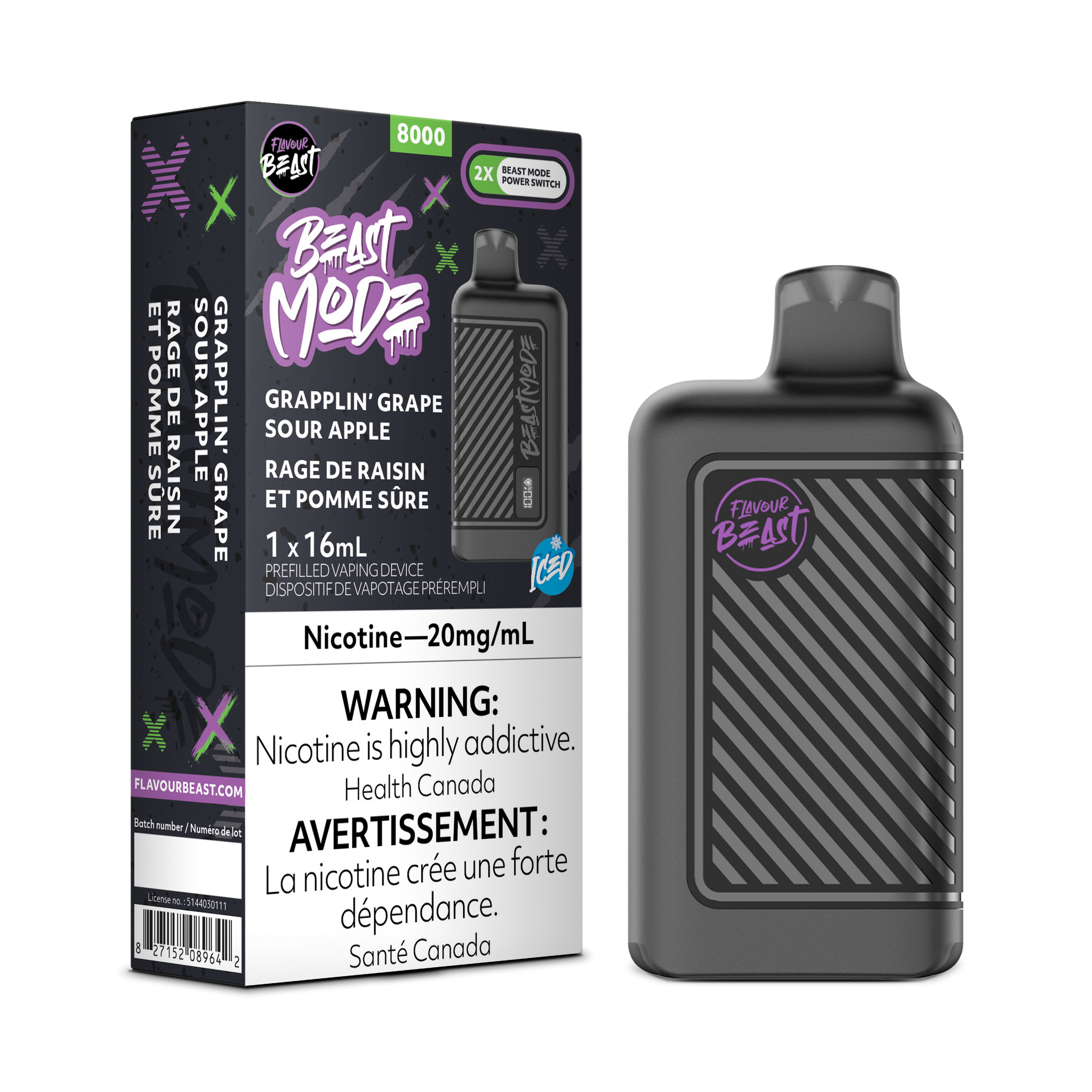 Flavour Beast BEAST MODE - Grapplin' Grape Sour Apple Iced