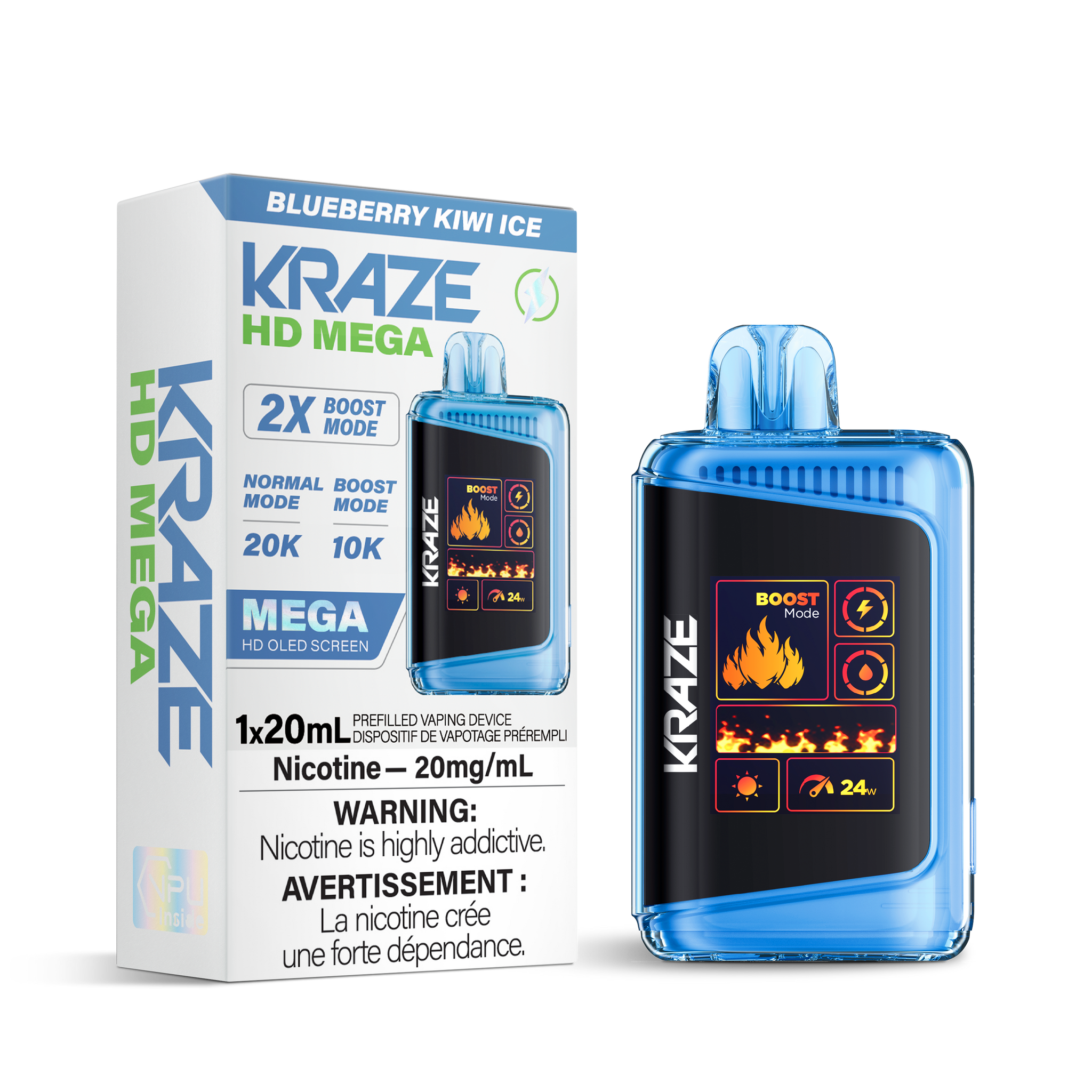 Kraze HD Mega 20K - Blueberry Kiwi Ice