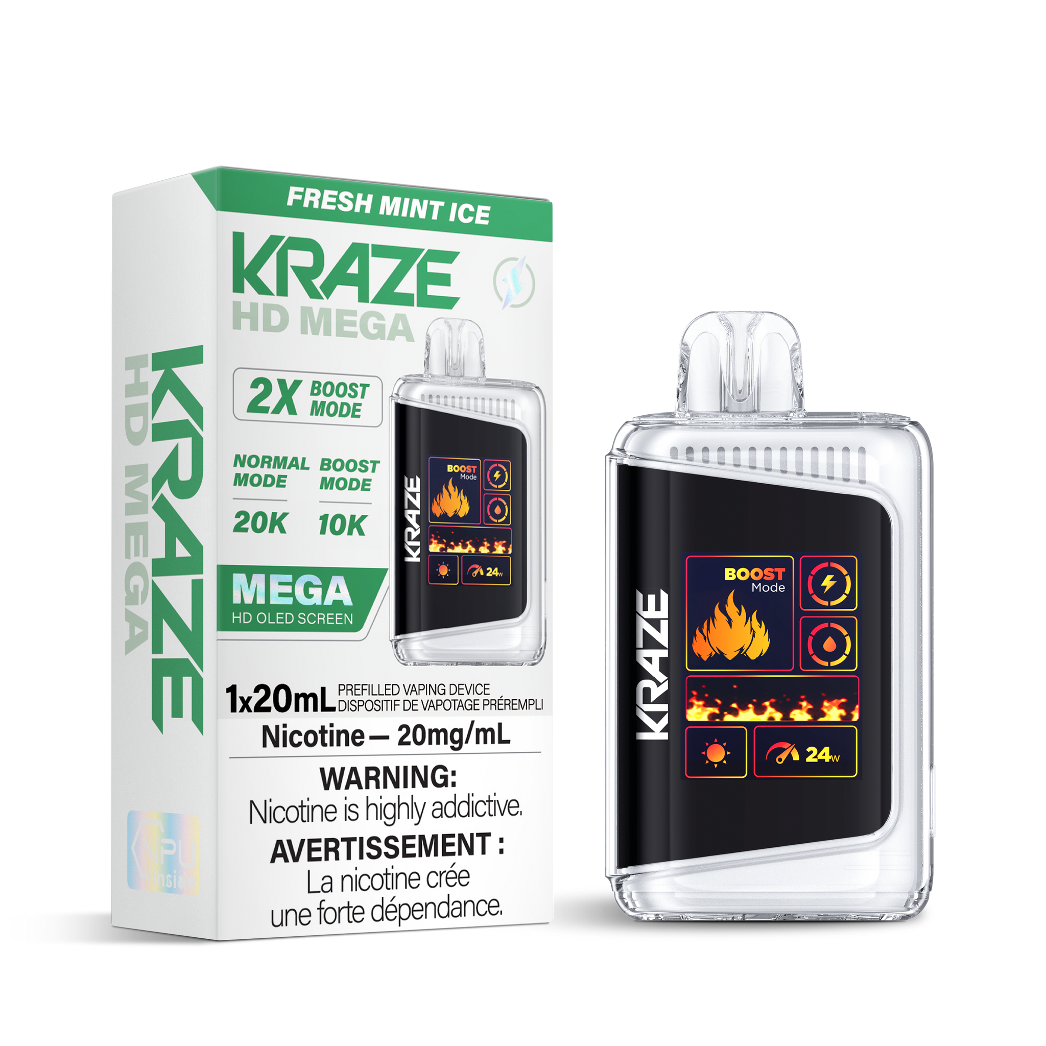 Kraze HD Mega 20K - Fresh Mint Ice (BC & SK ONLY)
