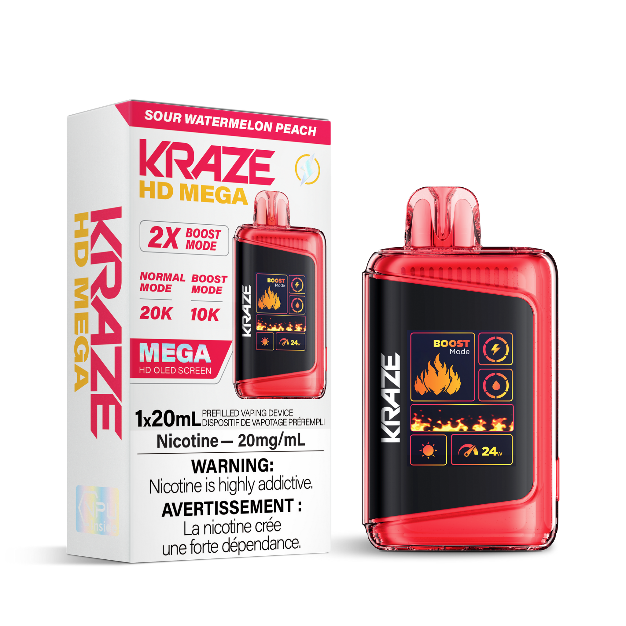 Kraze HD Mega 20K - Sour Watermelon Peach (BC & SK ONLY)
