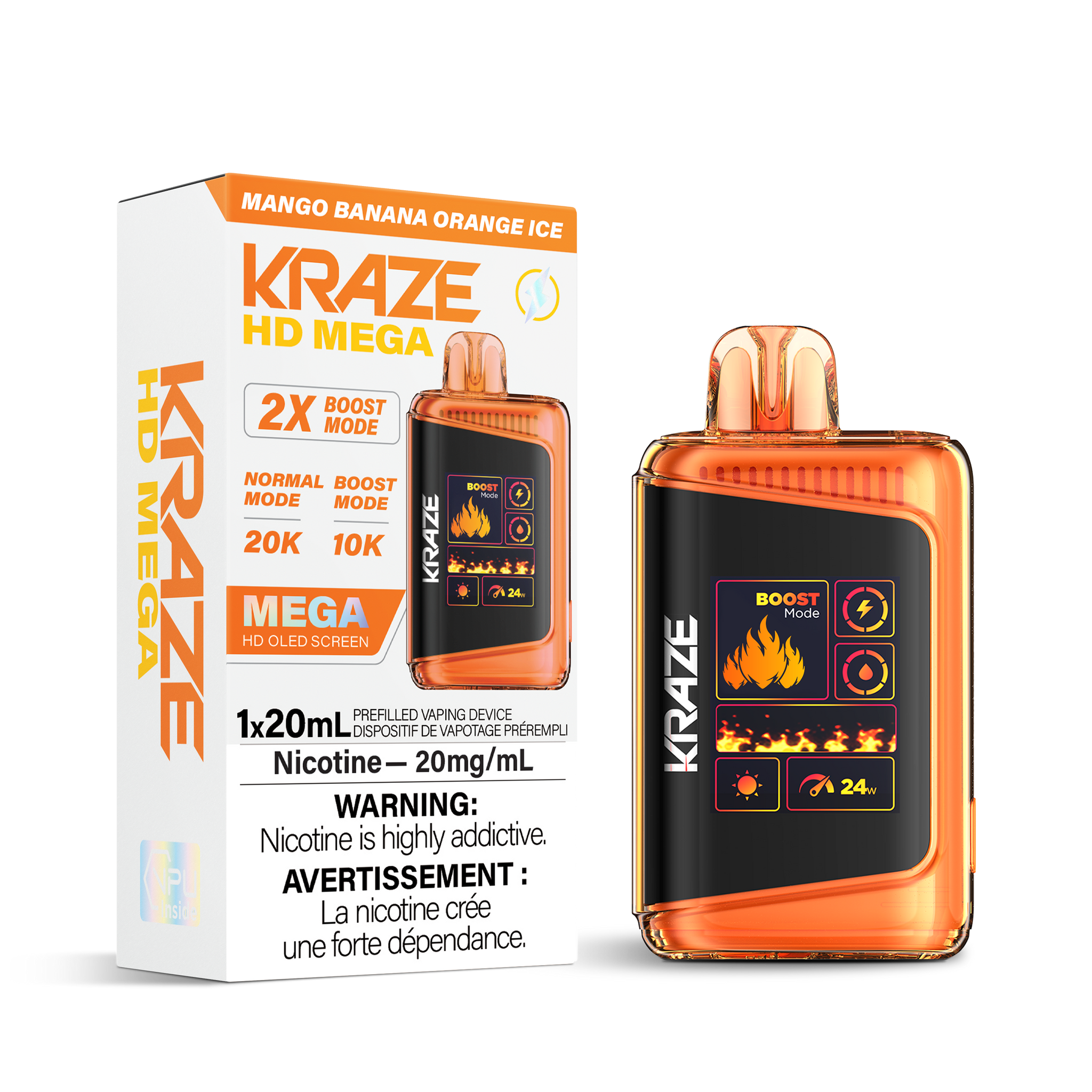 Kraze HD Mega 20K - Mango Banana Orange Ice (BC & SK ONLY)