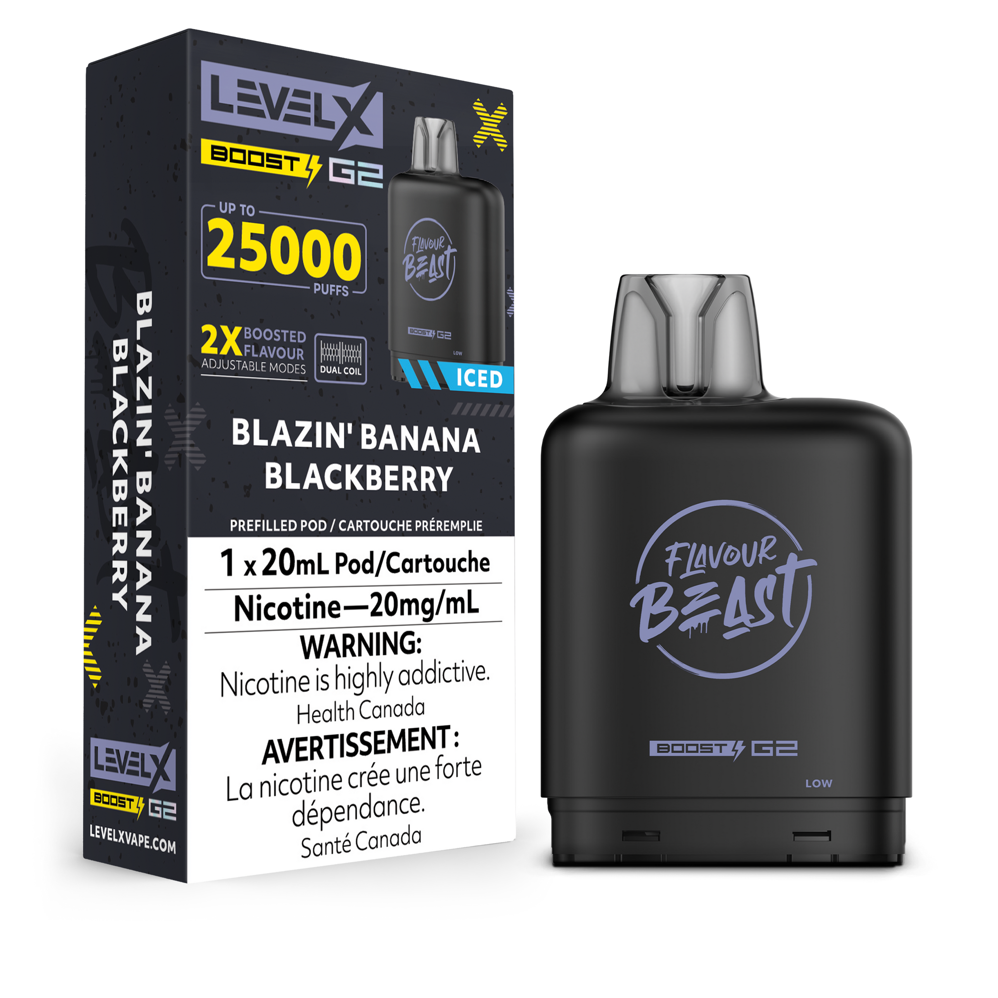 Level X Flavour Beast Boost - Blazin' Banana Blackberry Iced (BC & SK ONLY)