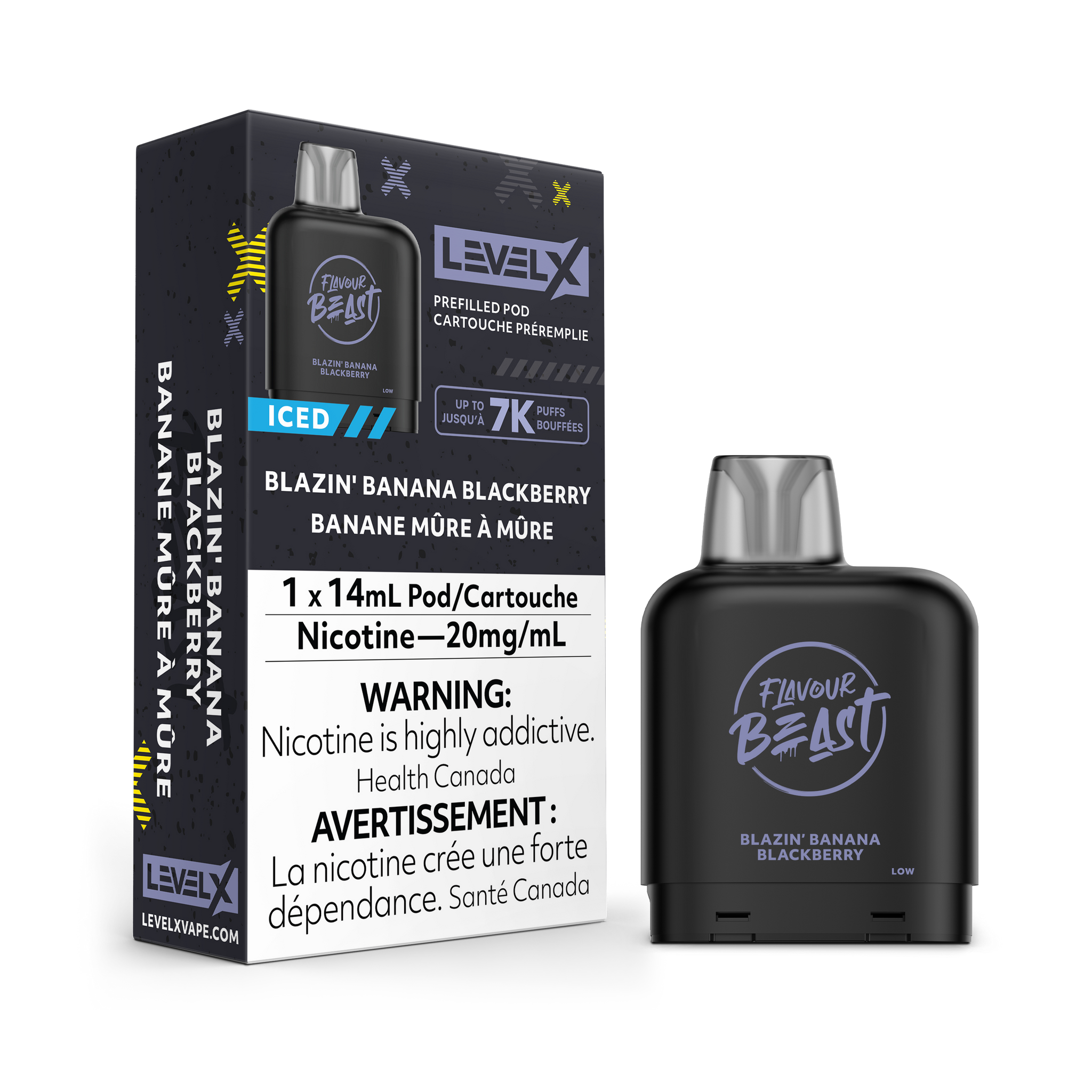 Level X Flavour Beast 7000 - Blazin' Banana Blackberry Iced