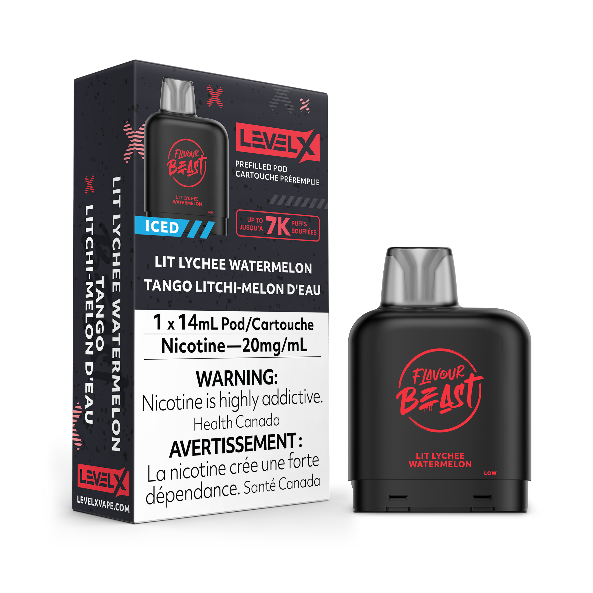 Level X Flavour Beast 7000 - Lit Lychee Watermelon Iced