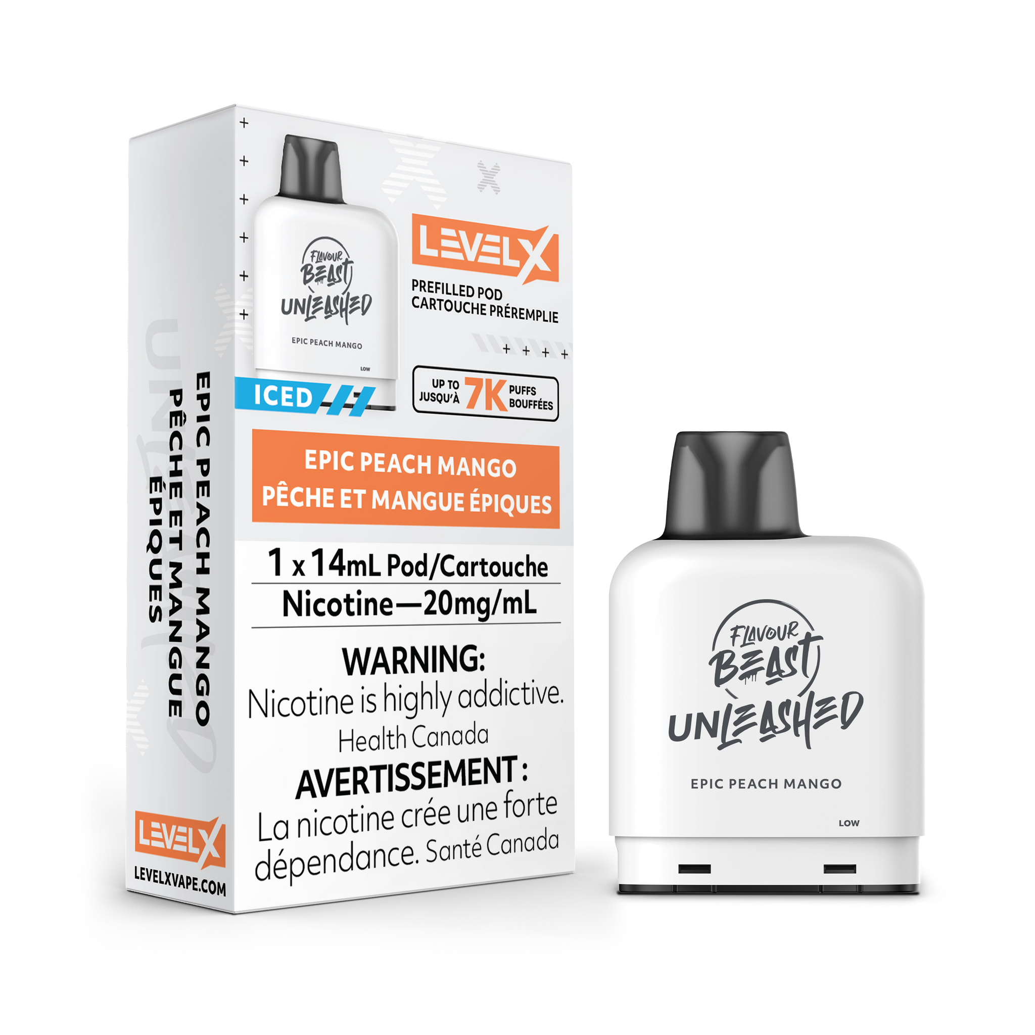 Level X Flavour Beast Unleashed 7000 - Peach Mango Iced