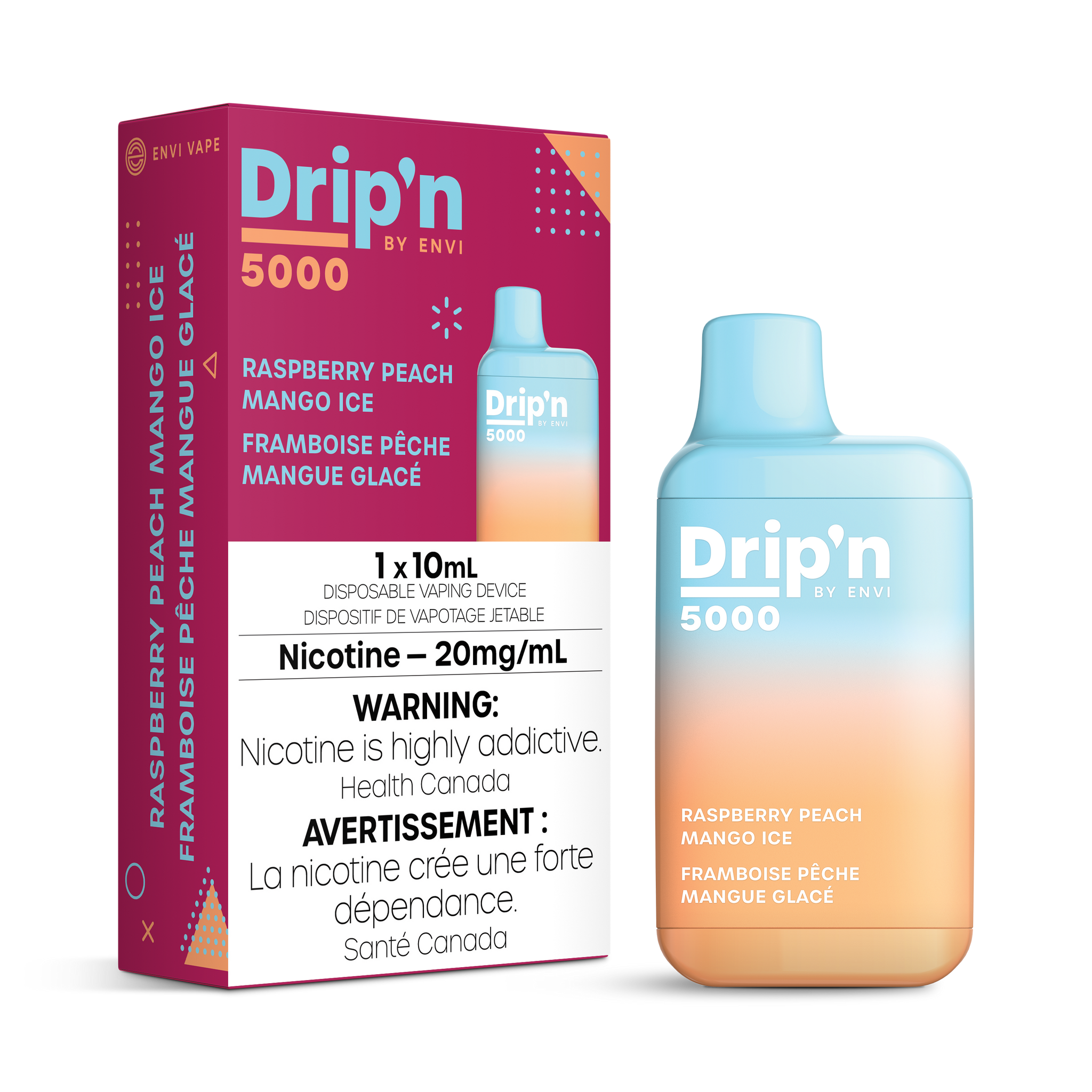 Drip'n 5000 Disposable by Envi - Raspberry Peach Mango Ice