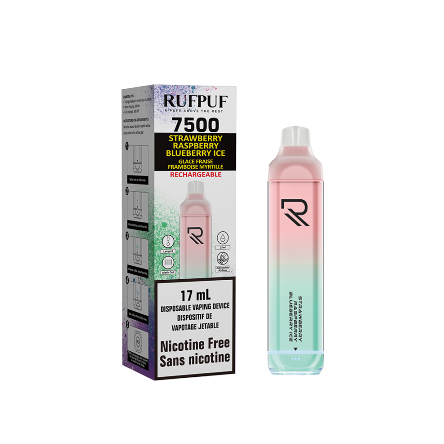 RUFPUF 7500 - STRAWBERRY RASPBERRY BLUEBERRY ICE (NIC FREE)