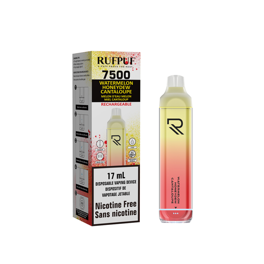 RUFPUF 7500 - WATERMELON HONEYDEW CANTALOUPE (NIC FREE)